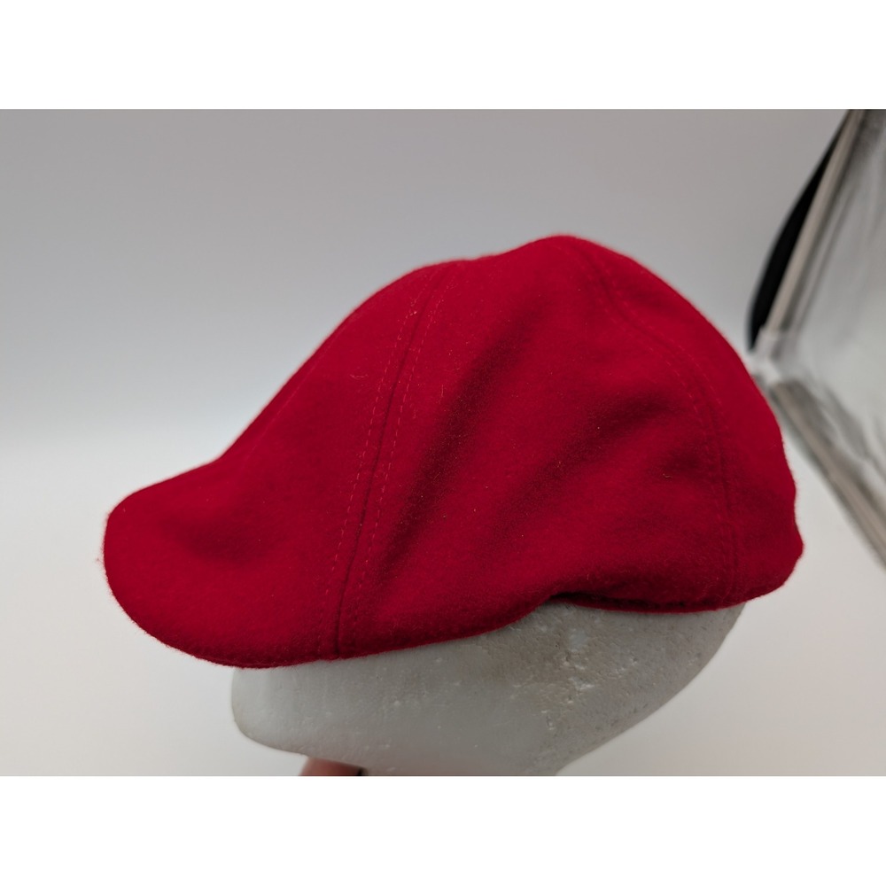 Woolrich Mens Red Wool Blend Flat Cap Ivy Hat Buffalo Plaid Lining Medium